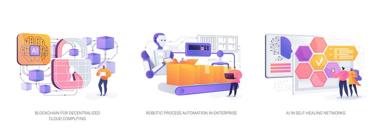 decentralized and automated efficiency abstract vector image