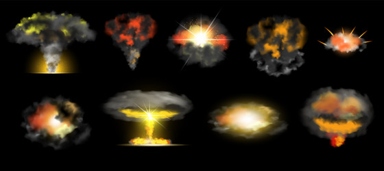 explosion realistic set vector