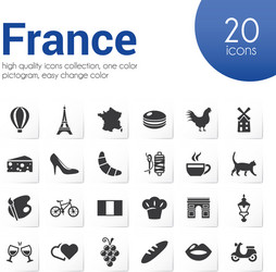 Set flat line icons paris and france Royalty Free Vector