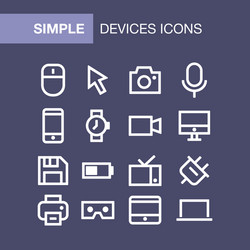 Set device icons for simple flat style ui vector