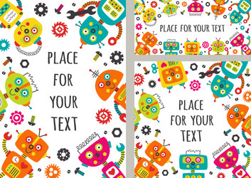set of frames with robots vector image