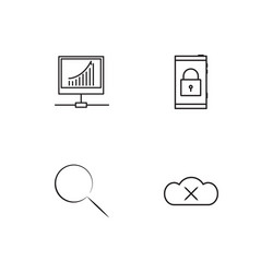 data analytics linear icons set simple outline vector