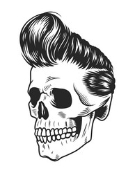 Vintage Rock Skull - Monochrome Vector Image