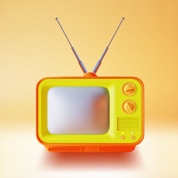 3d retro television plasticine cartoon style vector