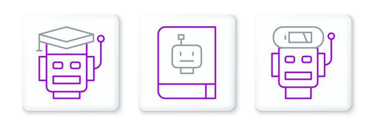 Set line robot low battery charge and user manual vector