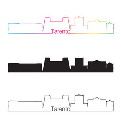 Tarento skyline linear style with rainbow vector