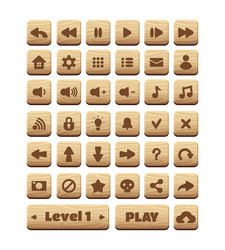 Wooden buttons game ui asset gaming user vector