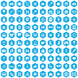 holiday 100 icons universal set for web and ui vector image