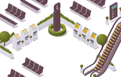 isometric express check-in machine for a flight vector image