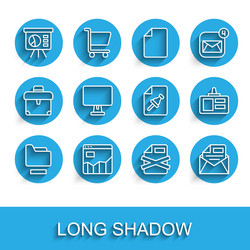 set line document folder graph chart infographic vector image