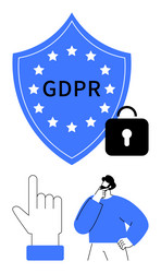 gdpr data privacy concept with shield lock vector image