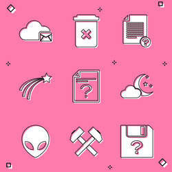 set cloud mail server trash can unknown document vector image