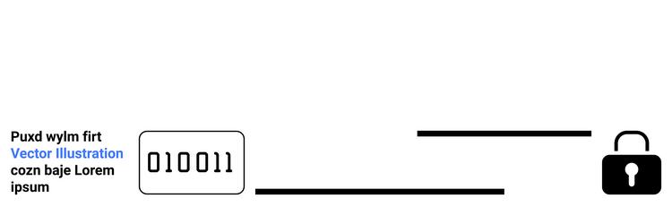 binary code and padlock representing digital vector image