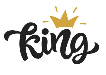 king inscription logo hand written lettering crown vector