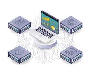 network data analysis for business server vector image