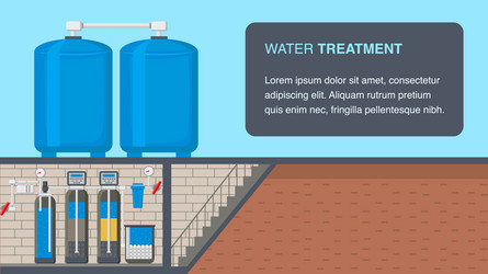 Water treatment system web banner with text space vector