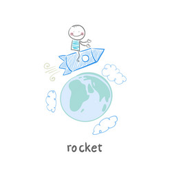 Man Riding a Rocket vector image