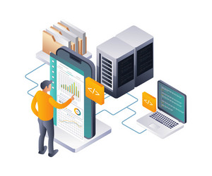 network data analysis for server development vector image