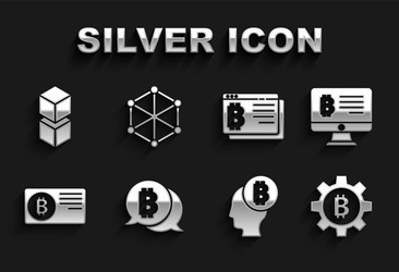 set bitcoin mining from monitor vector image