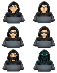 young hacker programmer it specialist coder vector