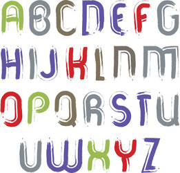 Alphabet letters set hand-drawn colorful script vector