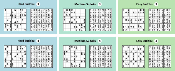 collection sudoku game with answers different vector image