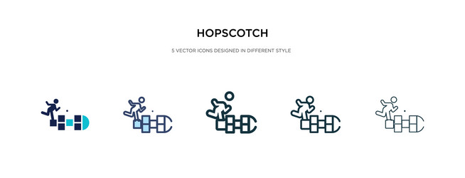 Hopscotch icon in different style two colored vector