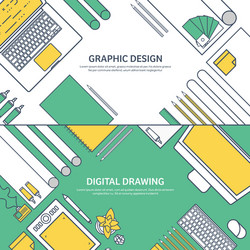 Lined outline flat graphic web design drawing vector