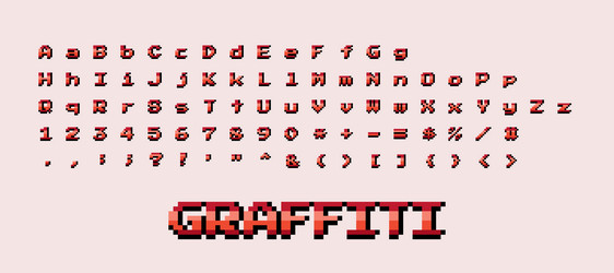 Pixel art 8 bit style graffiti abc alphabet vector