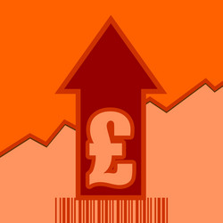 Pound sign on grow up arrow and bar code vector