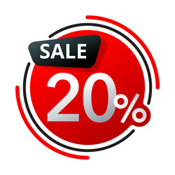 sale 20 or 30 percents off badge in red frame vector