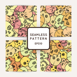 set of seamless pattern with random skulls vector image