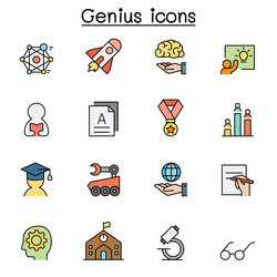 smart genuis learning education color line icon vector