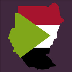 sudan flag and map on the gray background vector