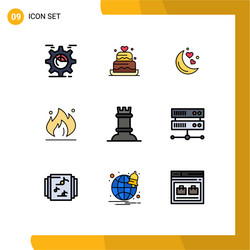 9 filledline flat color concept for websites vector