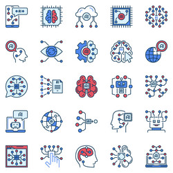 artificial intelligence colored icons ai vector