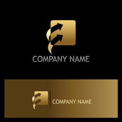 Gold cloud arrow business company logo Royalty Free Vector