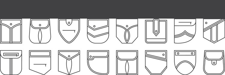 Patch pocket icons buttons and line seam vector