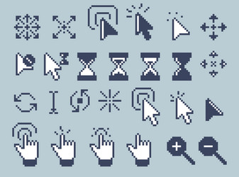 retro cursors pointer arrow cursor hand finger vector image