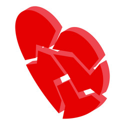3d red broken heart representing divorce and end vector image