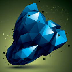 Asymmetric 3d blue abstract object with connected vector
