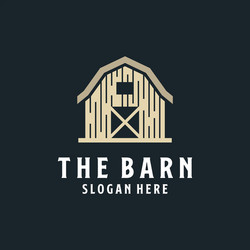 Retro line art wood barn farm minimalist logo Vector Image