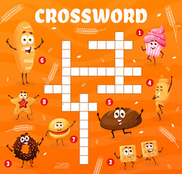 crossword quiz game grid cartoon pastry bakery vector