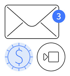 new message notification with financial and video vector image