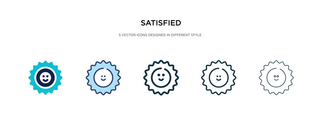 Satisfied icon in different style two colored vector