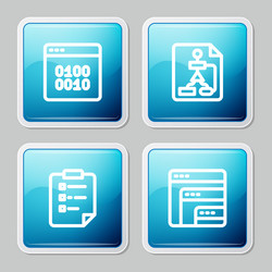 set line binary code flowchart clipboard vector image