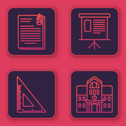 Set line file document and paper clip triangular vector