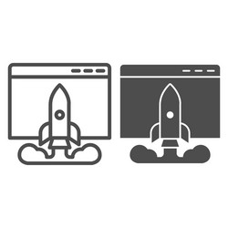 internet startup browser window line and solid vector image
