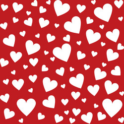 Tile cute pattern with white hearts red background