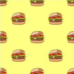 Seamless pattern with hamburger or burger vector